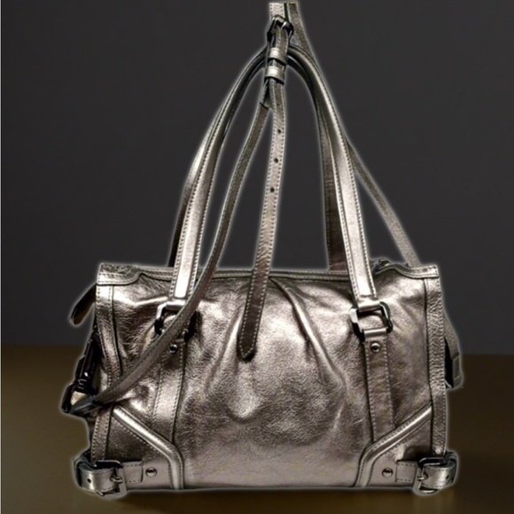 🆑 Burberry Prorsum Metallic Silver Satchel And/e Shoulder Bag Like New EUC - Picture 4 of 16